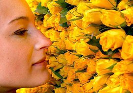 женщина, цветы