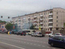 Автобус с пассажирами вспыхнул на Варшавском шоссе